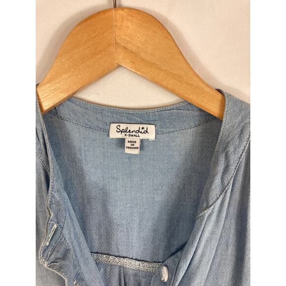 Splendid Indigo Chambray Raw Hem Dress XS - Picture 3 of 5